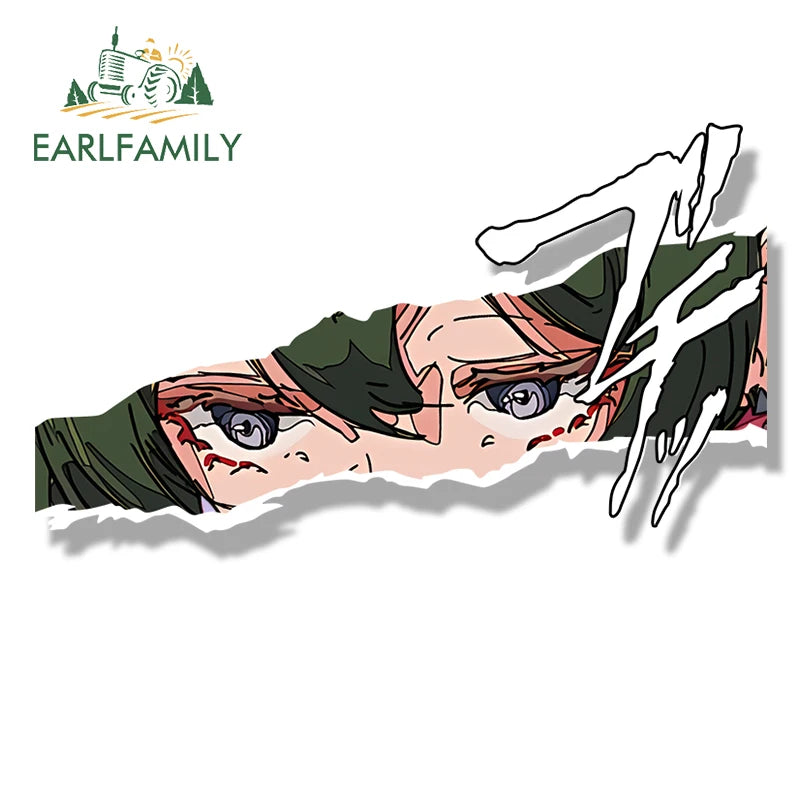 EARLFAMILY Tattoo Girl Ubel Fanart Car Sticker Hot Anime Chibi Big Head Decal Punk Waifu Stickers Graffiti Peeker Car Styling