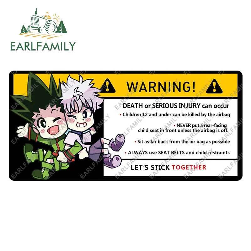 EARLFAMILY 15cm x 8.2cm Cartoon Anime Car Sticker for GON FREECSS Warning Decal Vinyl JDM Window Trunk Stickers Car Wrap