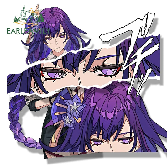EARLFAMILY Raiden Ei Fanart Car Sticker Genshin Impact Slap Decal Chibi Big Head Waifu Peek Girl Graffiti Raiden Shogun Stickers