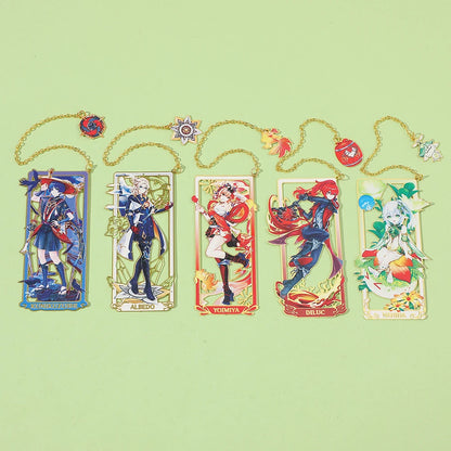 26 Styles Delicate Genshin Impacts Figure Creative Metal Bookmarks for Books Lover Gifts Game Fans Collection for Friends