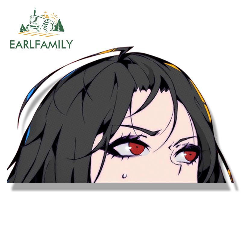 EARLFAMILY Ace Killer Akame Fanart Car Sticker Anime Sketch Waifu Decal JDM Funny Peek Girl Graffiti Stickers Car Accessories