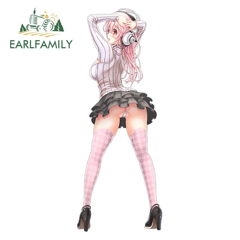 EARLFAMILY Car Sticker for Super Sonico Warning Slap Stickers Anime Vinyl JDM Rear Windshield Bumper Decal Car Accessories