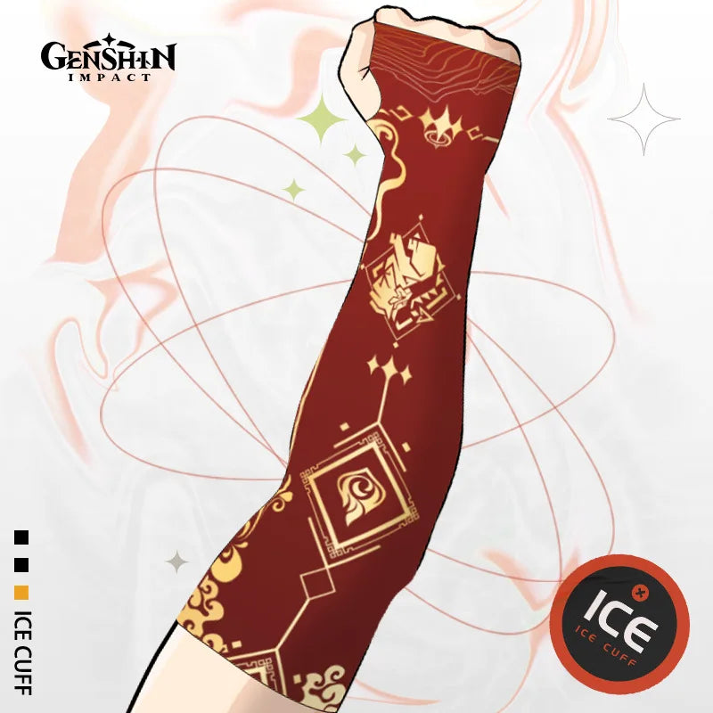 Game Impact Arm Sleeves Ice Silk Fabric Breathable Quick Dry Running Sportswear Sun UV Protection Long Arm Cover Arm Sleeves