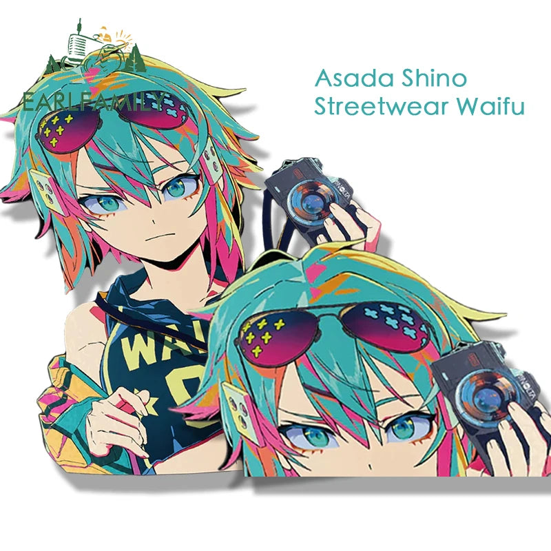 EARLFAMILY Streetwear Asada Shino Fanart Car Sticker Anime Sketch Waifu Decal JDM Cartoon Peeker Girl Stickers Car Wrap