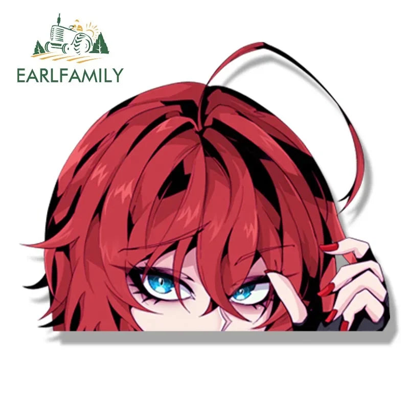EARLFAMILY Gothic Rias Gremory Car Sticker Anime Sketch Waifu Decal JDM Cartoon Peeker Girl Fanart Stickers Car Accessories