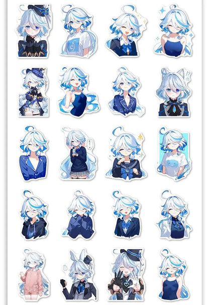 52pcs mihoyo Genshin Impact Furina Waterproof sticker trunk materials desktop Hand account materials decorate Children diy Toy