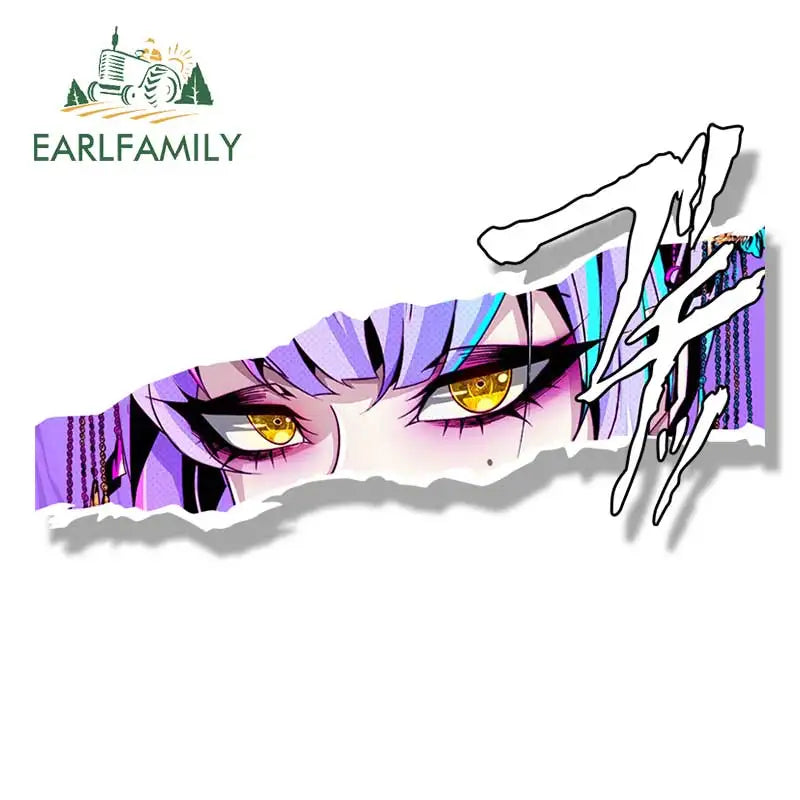 EARLFAMILY Original Gyaru Fanart Car Sticker Gothic Tattoo Girl Waifu Decal JDM Cartoon Peeker Girl Sketch Stickers Car Wrap