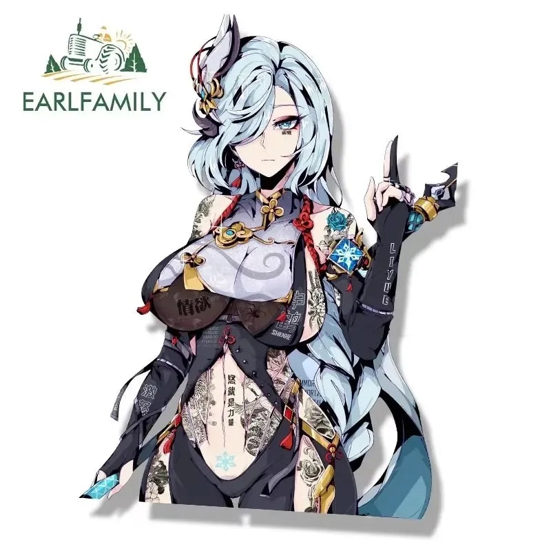 EARLFAMILY Gothic Fatui Arlecchino Fanart Car Sticker Anime Genshin Impact Knave Decal JDM Cartoon Peeker Girl Graffiti Stickers