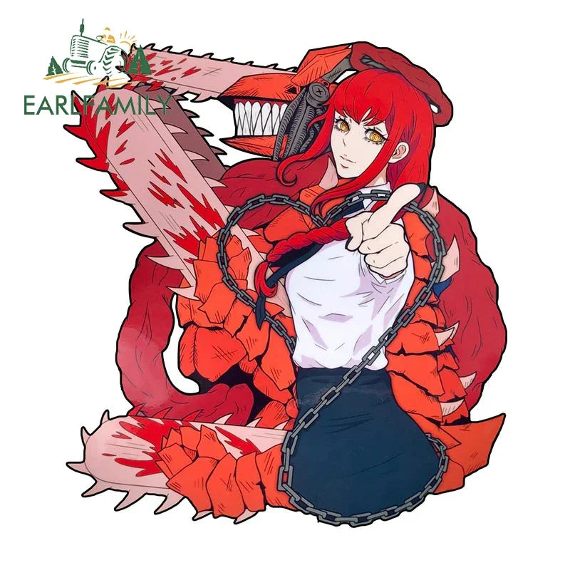 EARLFAMILY Anime Makima Car Sticker Devils Denji Decal Cartoon Car Styling JDM Window Car Bumper Decoration