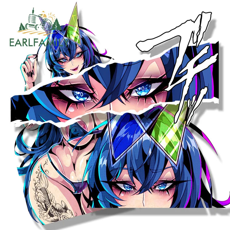 EARLFAMILY Bunny New Jersey Fanart Car Sticker Sketch Waifu Summer Bikini Decal Chibi Big Head Girl Graffiti Slap Anime Stickers