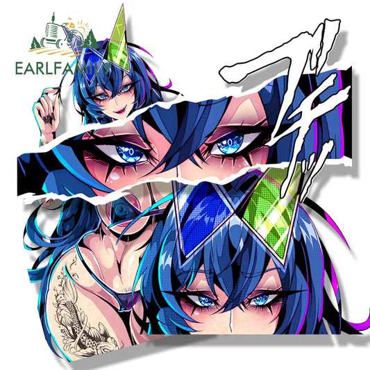 EARLFAMILY Bunny New Jersey Fanart Car Sticker Sketch Waifu Summer Bikini Decal Chibi Big Head Girl Graffiti Slap Anime Stickers