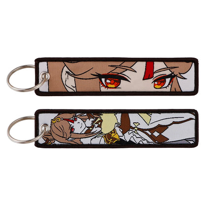 Genshin Impact Embroidered Keychain – Fashion Key Tag for Cars, Motorcycles, Bags & Backpacks, Key Ring