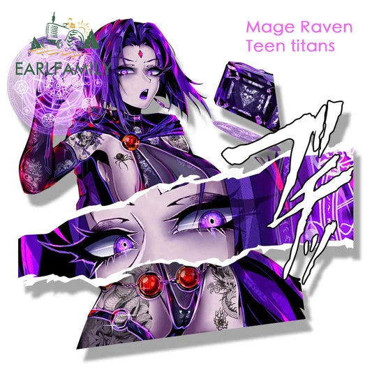 EARLFAMILY Gothic Mage Raven Fanart Car Sticker Anime Tattoo Waifu Sketch Decal JDM Cartoon Peeker Girl Graffiti Slap Stickers
