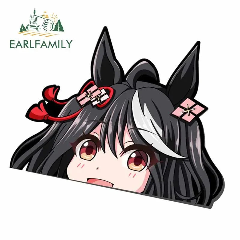 EARLFAMILY Anime Waifu Peeker Decal JDM Cartoon Girl Car Stickers Window Laptop Wall Decoration Auto Motorcycle Stickers