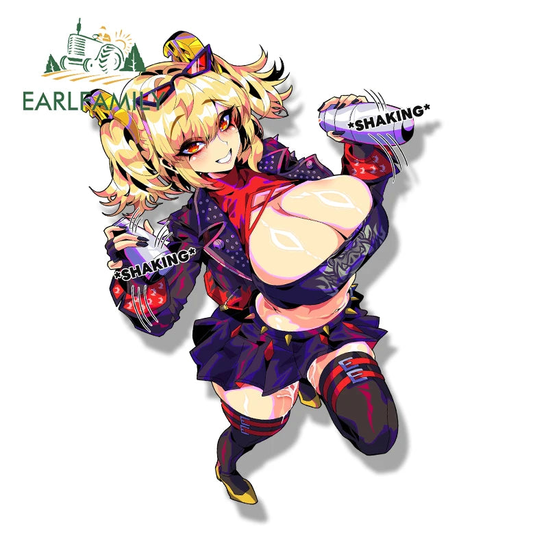 EARLFAMILY Shaking Burnice Fanart Car Sticker Zenless Zone Zero Bartender Waifu Decal Racing Graffiti Cartoon Peek Girl Stickers