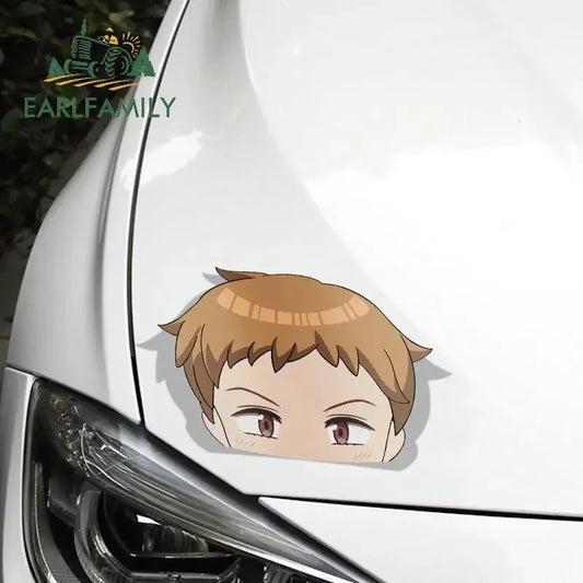 EARLFAMILY  Anime King Peek Anime Big Head Vinyl Transfer Bumper Car Sticker JDM Window Trunk Decal