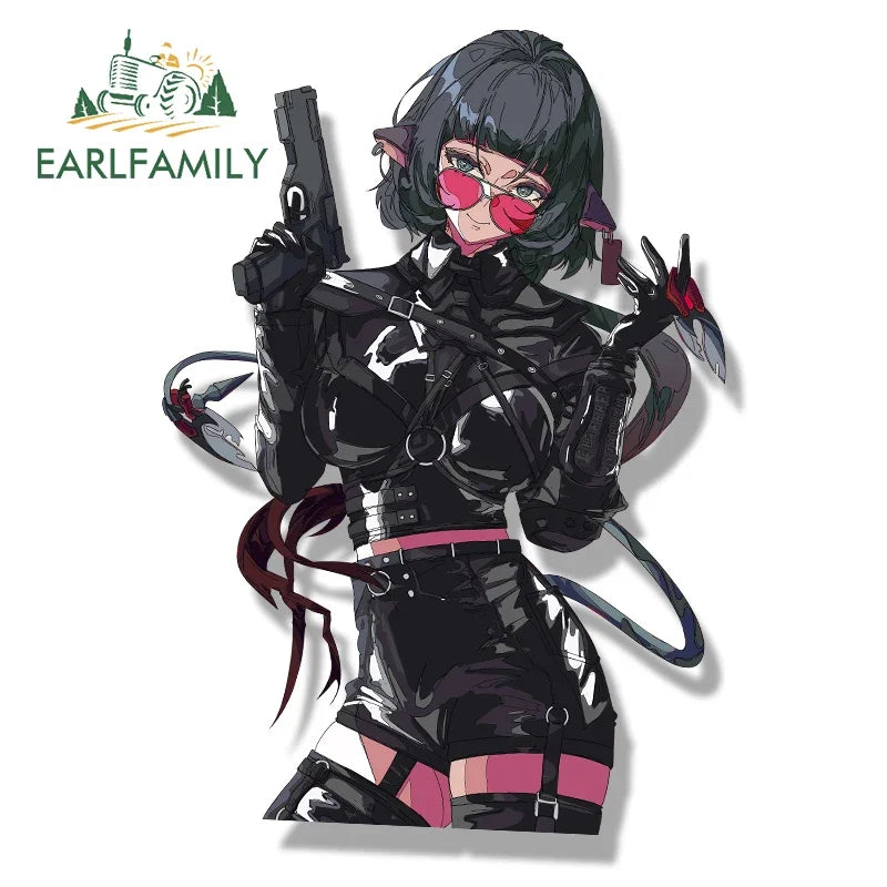 EARLFAMILY Agent Jane Doe Fanart Car Sticker Zenless Zone Zero Chibi Big Head Waifu Decal Cartoon Peek Girl Slap Stickers