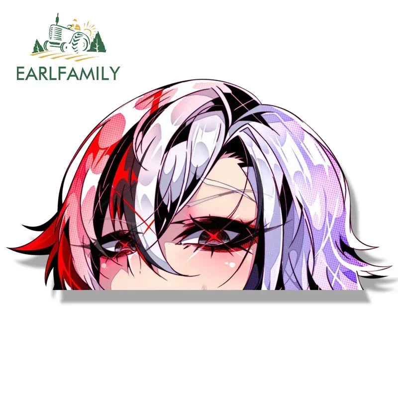 EARLFAMILY Rose Arlecchino Fanart Car Sticker Genshin Impact Tentacle Decal JDM Cartoon Peek Girl Graffiti Sketch Waifu Stickers
