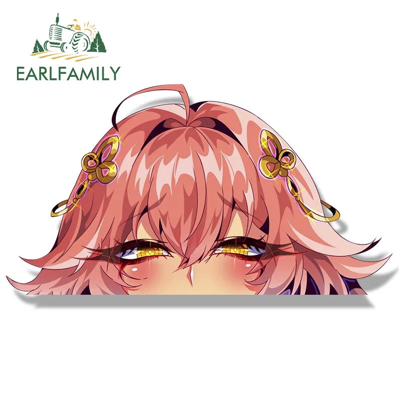 EARLFAMILY Ahegao Changli Fanart Car Sticker WutheringWaves NSFW Chibi Big Head Waifu Decal JDM Cartoon Peeker Gyaru Stickers