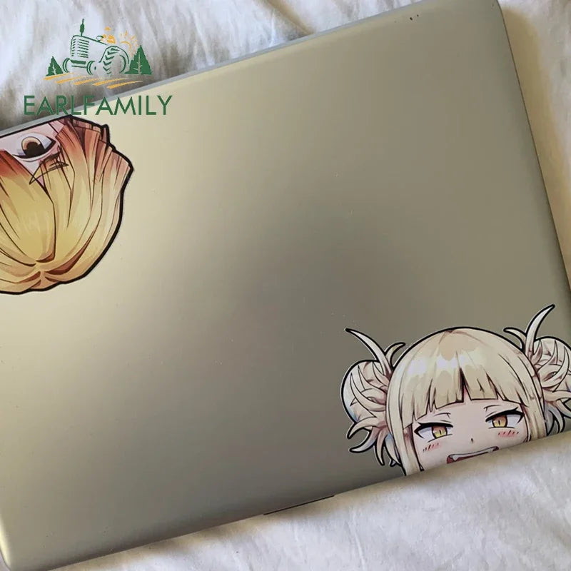 EARLFAMILY Cartoon Car Sticker for Himiko Toga Peeker Peek Anime Vinyl Stickers JDM Window Trunk Bumper Decal