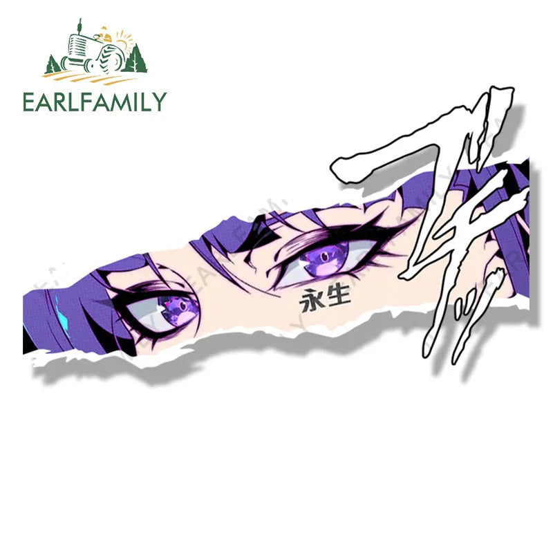 EARLFAMILY Raiden Shogun of The Street Tattoo Car Sticker Anime Genshin Impact Fanart Peek Decal JDM Cartoon Waifu Stickers