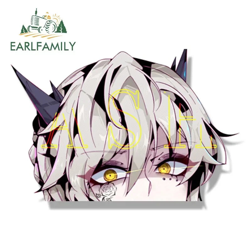 EARLFAMILY Tattooed Girl Artoria Pendragon Fanart Peeker Car Sticker Sketch Decal JDM Cartoon Graffiti Stickers Car Wrap