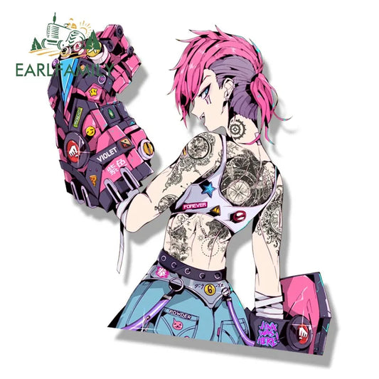 EARLFAMILY League of Legends Vi Car Sticker Punk Tattoo Fanart Decal Sketch Waifu JDM Funny The Piltover Enforcer Peeker Sticker