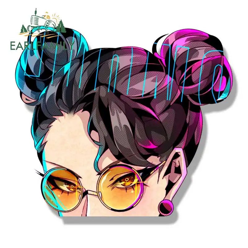 EARLFAMILY Street Punk Chun-Li Fanart Car Sticker Arcade Game Sketch Waifu Decal JDM Cartoon Peek Girl Graffiti NSFW Stickers