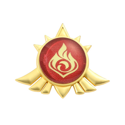 Genshin Impact Brooch – Luminous 7 Element Vision Badge, Metal Anime Pin Prop for Cosplay, Collectible & Gifts