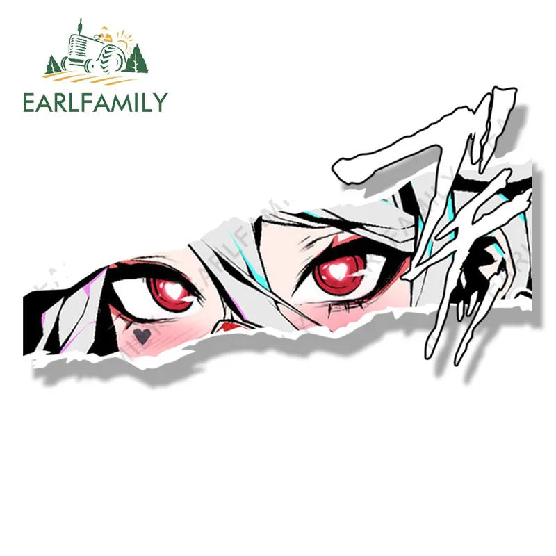EARLFAMILY Punk Modeus From Helltaker Peeker Car Sticker Cartoon Streetwear Decal Waifu Fanart JDM Peek Stickers Car Accessories