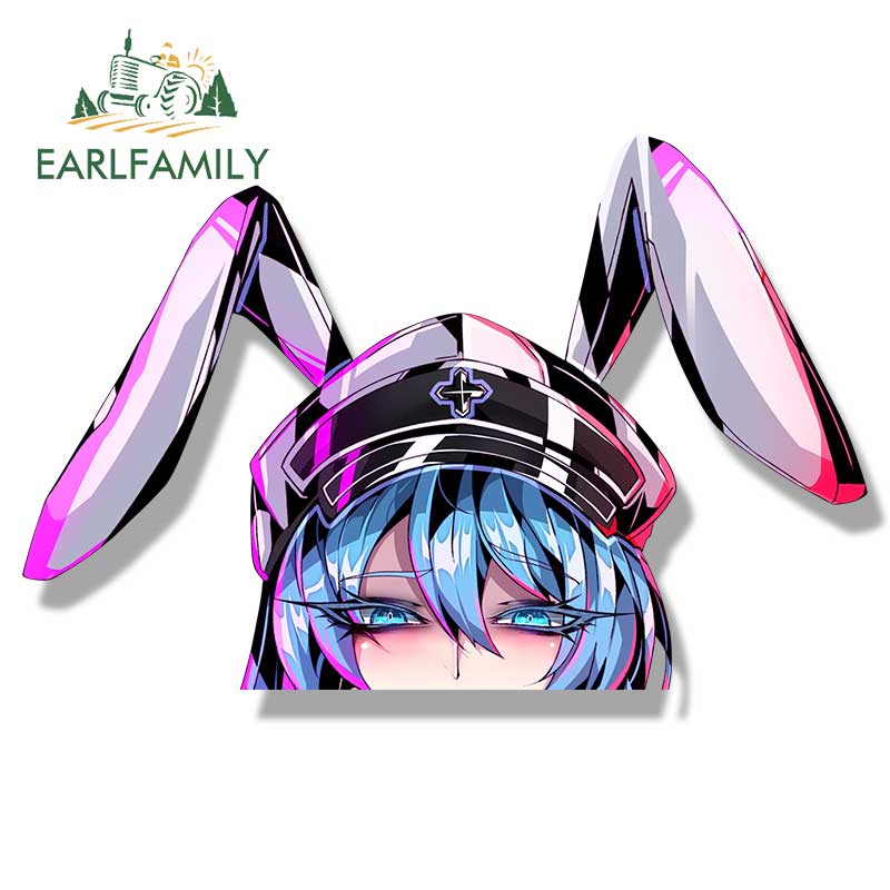 EARLFAMILY Bunny Esdeath Fanart Car Sticker Anime Sketch Waifu Decal JDM Cartoon Peek Girl Graffiti NSFW Stickers Car Wrap