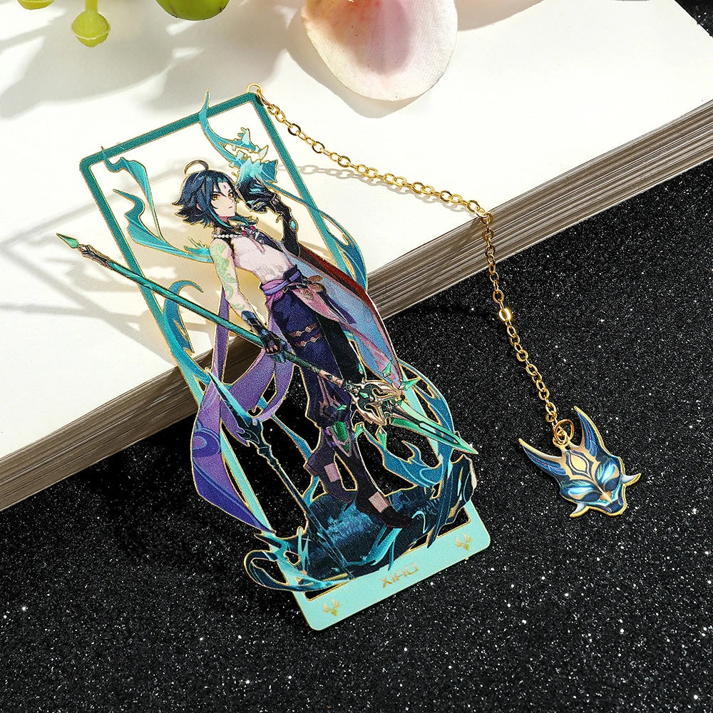 Genshin Impact Metal Bookmark – Elegant Anime Page Marker, Collectible Gift for Book Lovers & Fans
