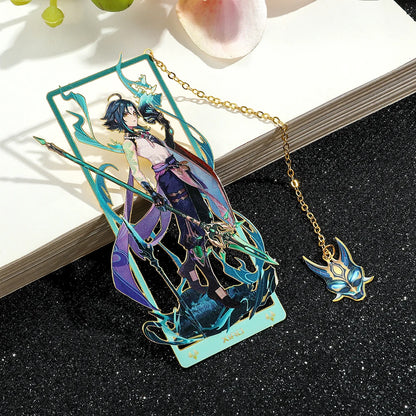 Genshin Impact Metal Bookmark – Elegant Anime Page Marker, Collectible Gift for Book Lovers & Fans