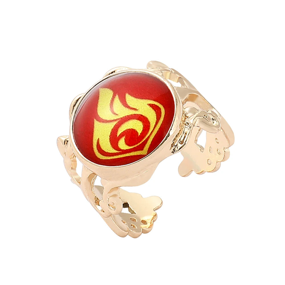Genshin Impact Eye of God Adjustable Luminous Rings Elegant Vintage Style Jewelry Cosplay Props Clothing Accessories Fans Gifts