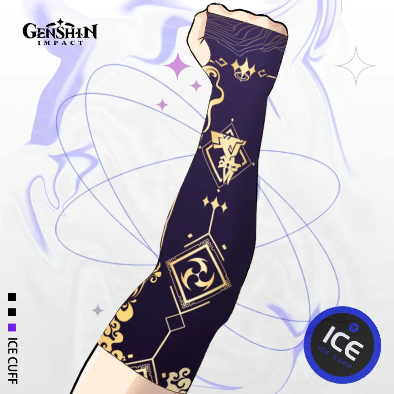 Game Impact Arm Sleeves Ice Silk Fabric Breathable Quick Dry Running Sportswear Sun UV Protection Long Arm Cover Arm Sleeves