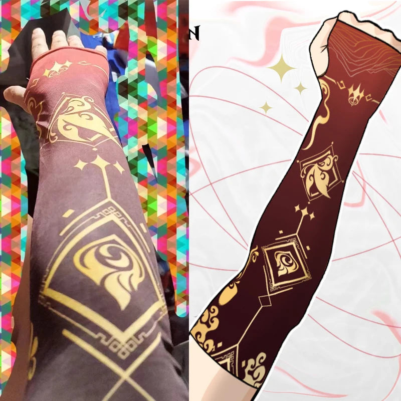 Game Impact Arm Sleeves Ice Silk Fabric Breathable Quick Dry Running Sportswear Sun UV Protection Long Arm Cover Arm Sleeves