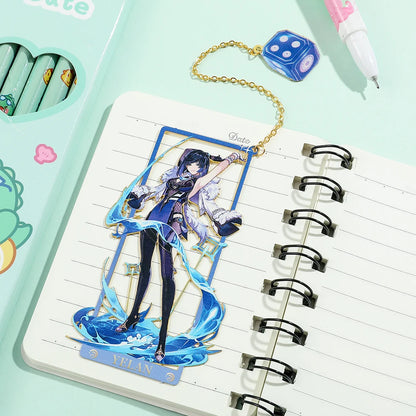 Genshin Impact Metal Bookmark – Elegant Anime Page Marker, Collectible Gift for Book Lovers & Fans