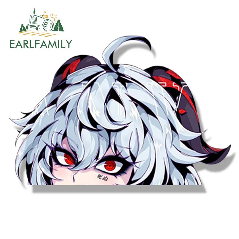 EARLFAMILY Gothic Tattoo Ganyu Fanart Car Sticker Anime Genshin Impact Sketch Waifu Decal JDM Cartoon Peek Girl Graffiti Sticker