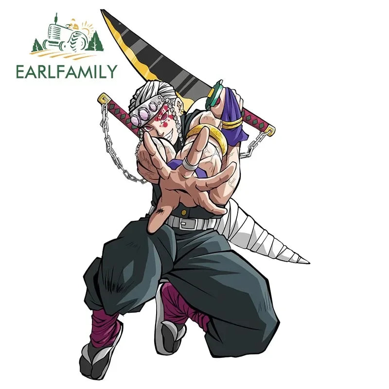 EARLFAMILY Ninja Uzui Tengen Car Sticker Anime Two Sword Style JDM Car Trunk Motorcycle Helmet Decal Vinyl Car Wrap