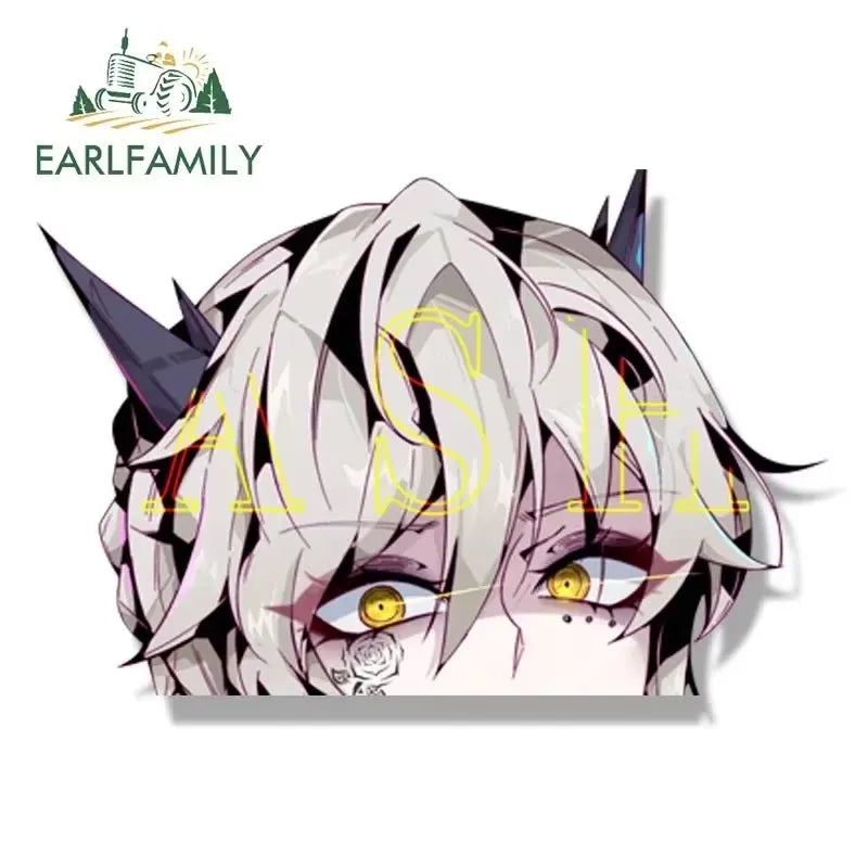 EARLFAMILY Gothic Fatui Arlecchino Fanart Car Sticker Anime Genshin Impact Knave Decal JDM Cartoon Peeker Girl Graffiti Stickers