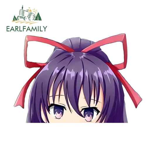 EARLFAMILY 13cm x 9cm Tohka Yatogami Peeker Car Sticker Anime Waifu Decal JDM Rear Windshield Car Trunk Stickers