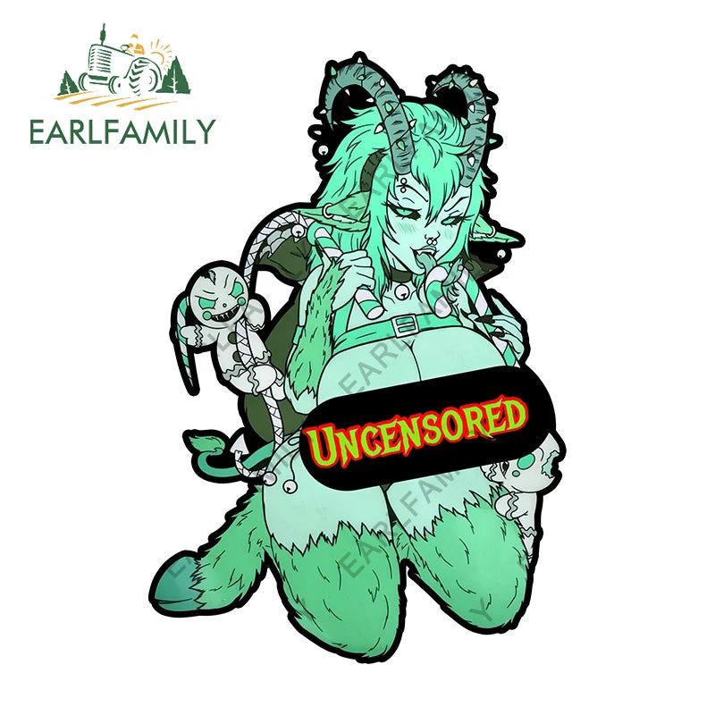 EARLFAMILY 13cm x 9cm Kinky Krampus Car Sticker Window Car Bumper Decal JDM Cartoon Devil Girl Car Styling NSFW Decoration