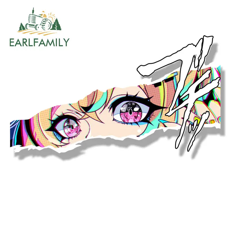 EARLFAMILY Streetwear Fuwawa Abyssgard Fanart Car Sticker Hololive Sketch Waifu Decal Gothic Punk Girl Peek Stickers Car Wrap