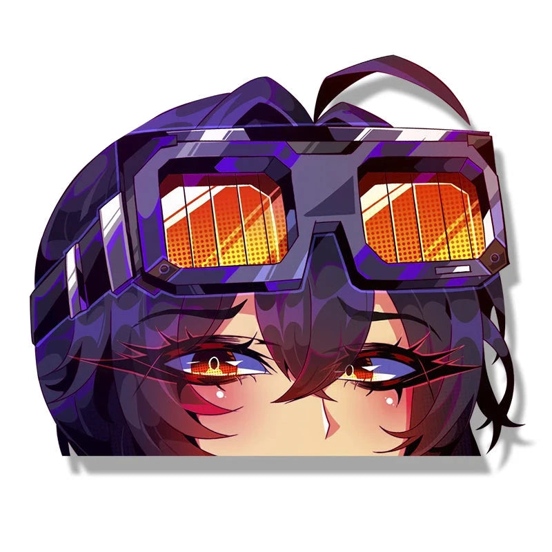 Zenless Zone Zero Grace Howard Car Sticker – Chibi Big Head Fanart Decal | Anime Waifu Peek Slap Sticker