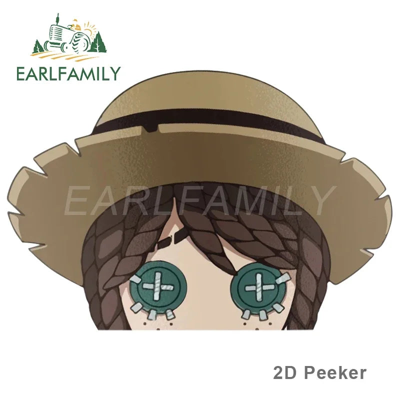 EARLFAMILY Cartoon Car Sticker for Identity V Gardener & Mercenary Peeker Peek Anime Vinyl Sticker JDM Window Trunk Bumper Decal