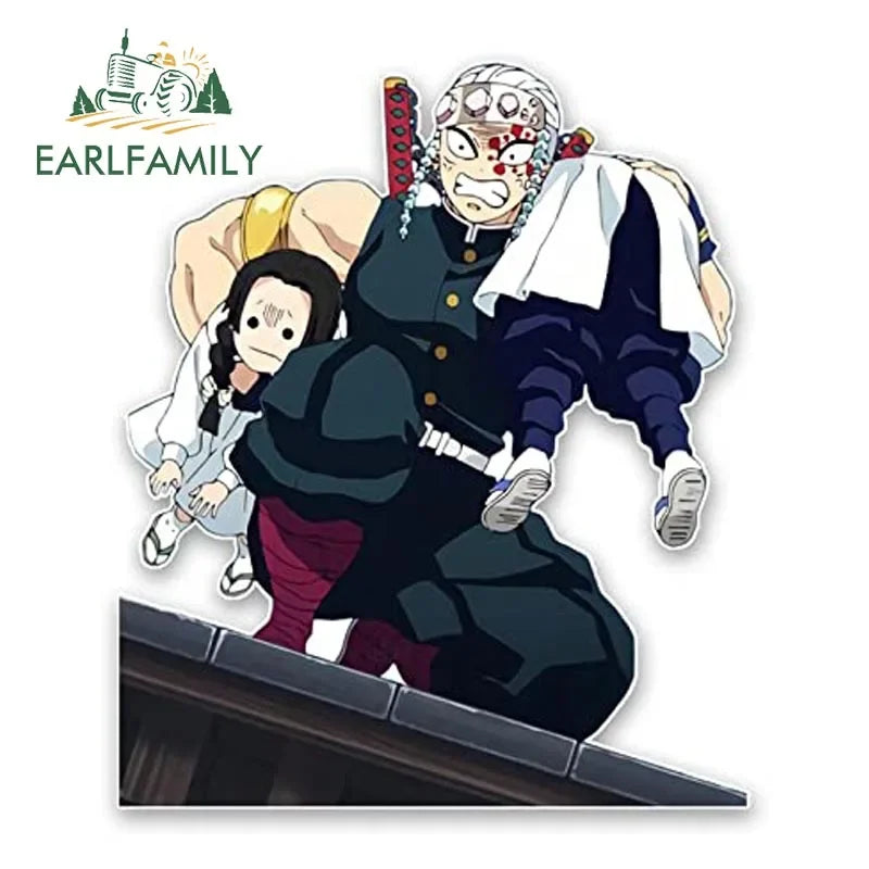 EARLFAMILY Ninja Uzui Tengen Car Sticker Anime Two Sword Style JDM Car Trunk Motorcycle Helmet Decal Vinyl Car Wrap