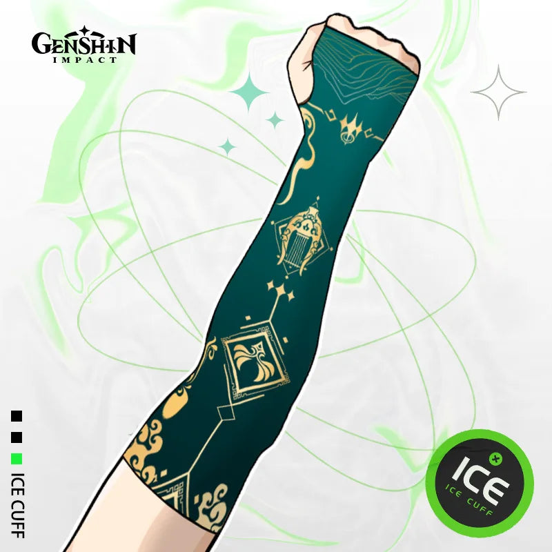 Game Impact Arm Sleeves Ice Silk Fabric Breathable Quick Dry Running Sportswear Sun UV Protection Long Arm Cover Arm Sleeves