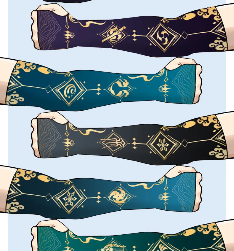 Game Impact Arm Sleeves Ice Silk Fabric Breathable Quick Dry Running Sportswear Sun UV Protection Long Arm Cover Arm Sleeves