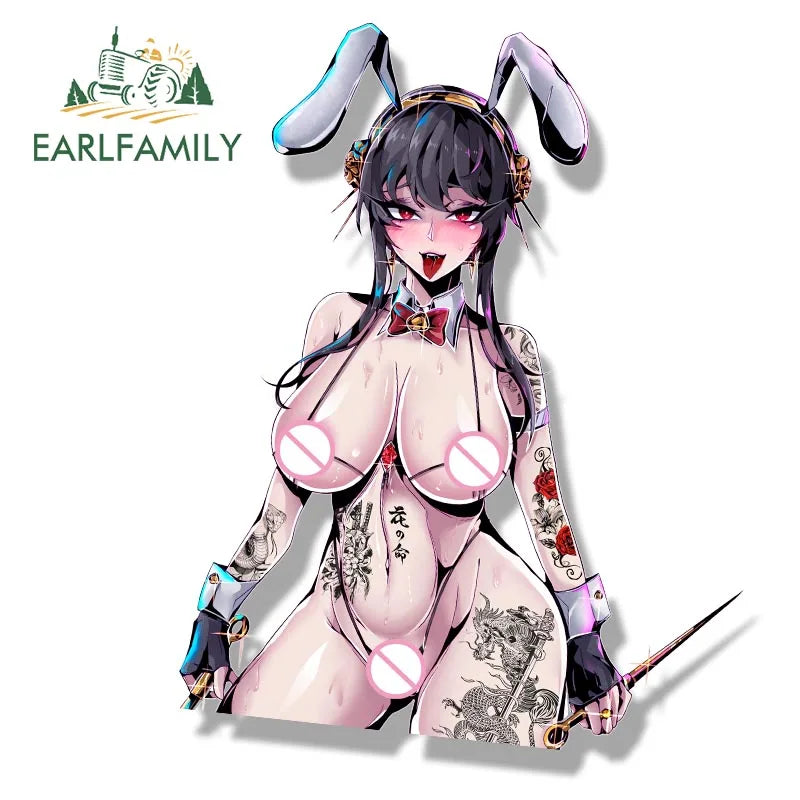 EARLFAMILY Gothic Yor Forger Fanart Car Sticker Anime Sketch Waifu Decal JDM Cartoon Peeker Killer Sticker Car Wrap