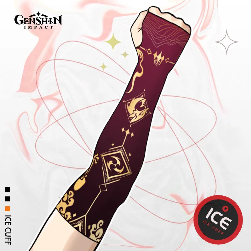 Game Impact Arm Sleeves Ice Silk Fabric Breathable Quick Dry Running Sportswear Sun UV Protection Long Arm Cover Arm Sleeves